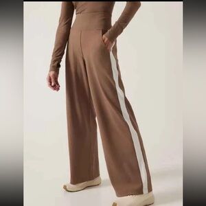 SOLD Athleta Striped Wide Leg Pant Brown Beige women’s Sz Large Petite